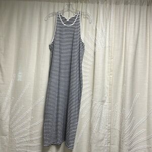 Loft size L Cobalt Blue/ivory Lounge Racerback Midi Dress